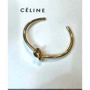 Celine Knot Bangle Bracelet 6" Gold Plated MSRP $530
